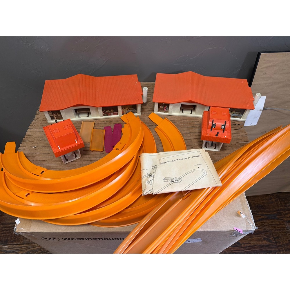 Vintage 1968 Mattel Hot Wheels Super Charger Track Set Redline Era Orange Track